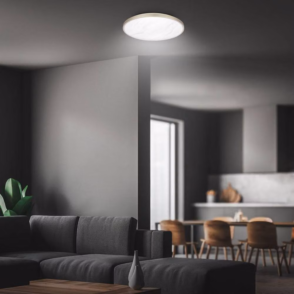 Briloner LED Ceiling Light with Alabaster Design, Dimmable and Remote Controlled, Silver, W/D/H: 38 x 38 x 7 cm – 6