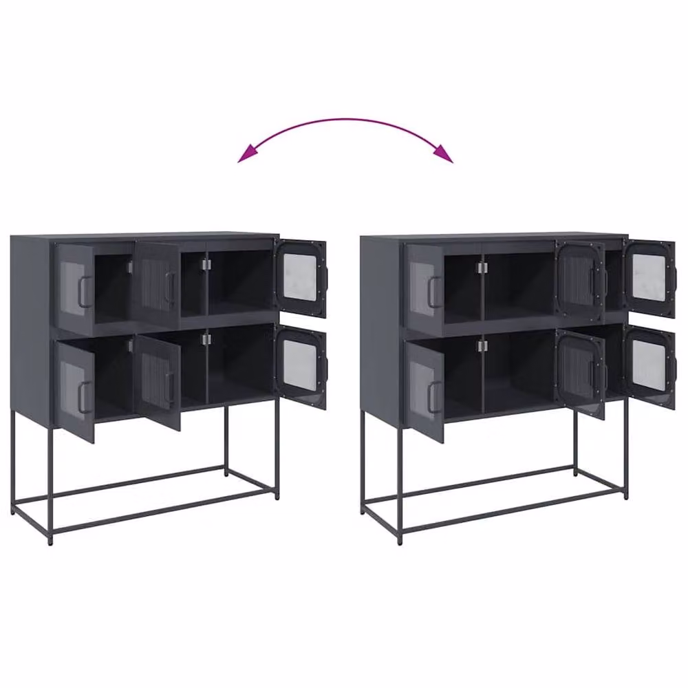 Berkfield Home Anthracite Industrial Sideboard in Matt Dark Grey Metal, W/D/H: 100.5 x 39 x 107 cm – 5