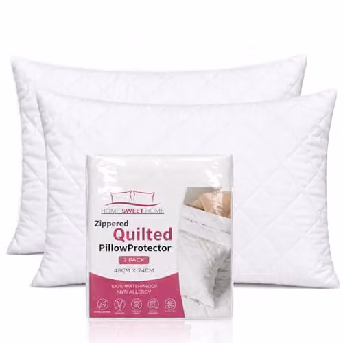 Snug City Quilted Microfibre Pillow Protectors, 2 Pack, White, W: 48 cm x L: 74 cm