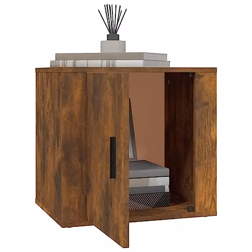 vidaXL Modern Smoked Oak Bedside Cabinet, Brown, W: 50 cm, D: 39 cm, H: 47 cm – 3