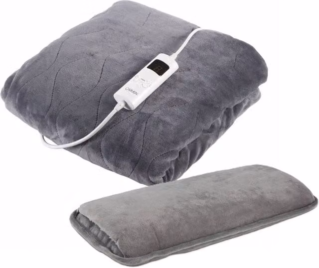 Carmen Grey Fleece Blanket and Hot Water Bottle Bundle for Adults – 1