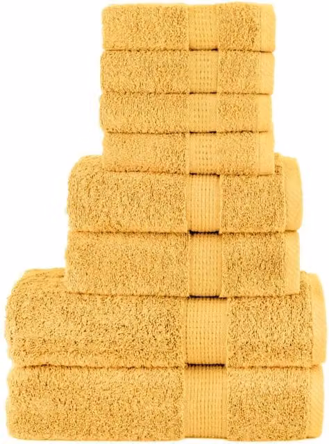 Berkfield Home SOLUND 8 Piece Premium Gold Cotton Terry Towel Set, 600 gsm
