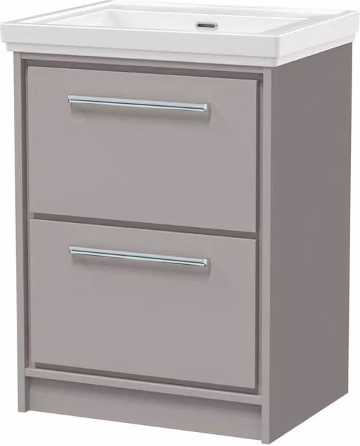 Balterley Grey 2-Drawer Floor Standing Bathroom Vanity with Fireclay Basin, Width: 60 cm – 1