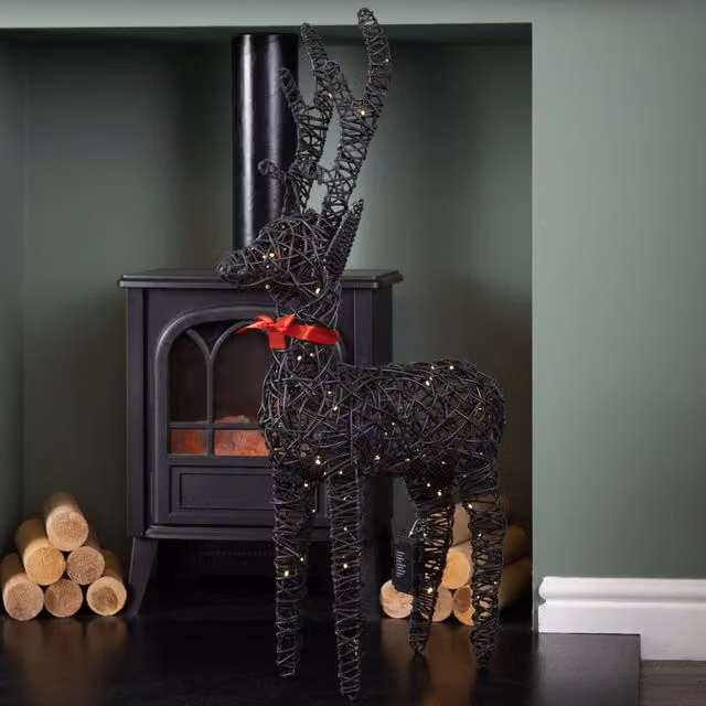 Samuel Alexander Light up Brown Christmas Reindeer with 100 Warm White LEDs, H 90 cm x W 18 cm x D 18 cm