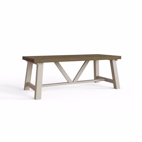 FWStyle Reclaimed Pine Large Rectangular Dining Table in Rustic Farmhouse Driftwood and Truffle Finish, W: 200 cm