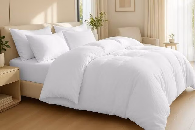 Pamposh White Egyptian Cotton Duvet Cover and Pillowcase Set, W/D/H: 140 x 200 cm