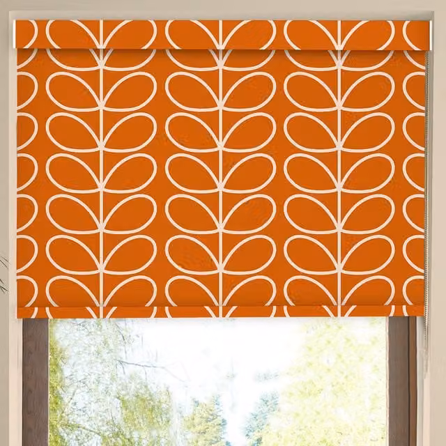 Orla Kiely Jumbo Linear Stem Made to Measure Blackout Roller Blind in Persimmon Orange