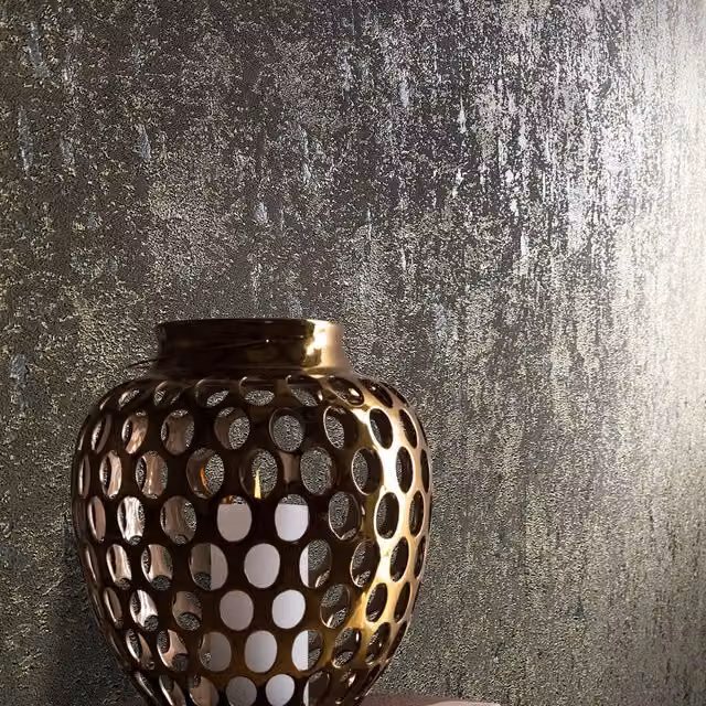 Galerie Industrial Effects Metallic Textured Abstract Wallpaper in Brown, Gold and Silver