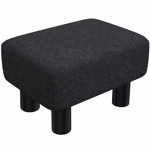HOMCOM Black Fabric Cube Foot Stool Ottoman, W/D/H: 40 x 30 x 24 cm – 1