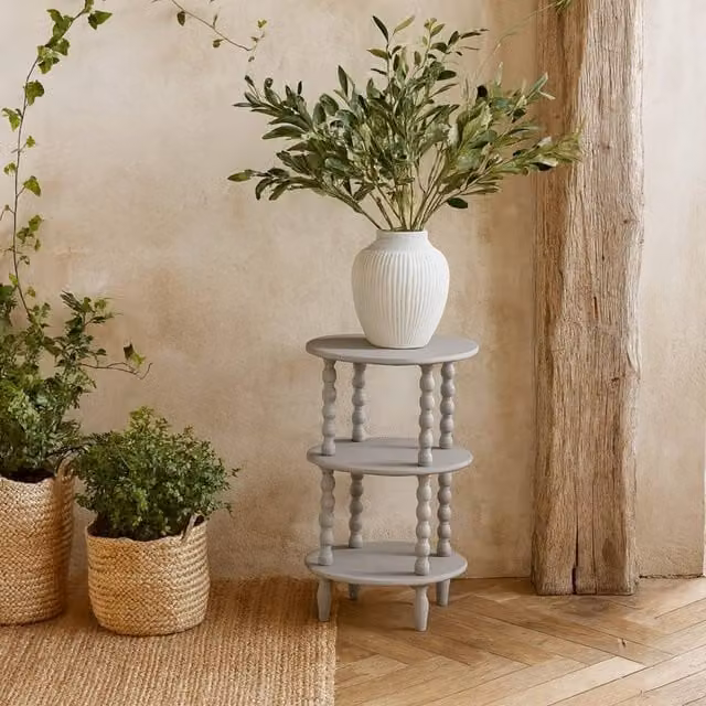 Wyld Haus Thu 3 Tier Round Grey Wood Side Table H 76 cm x W 45 cm x D 45 cm – 1