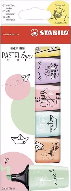 STABILO BOSS MINI Highlighter Pens, Pastel Love Multicolour, Chisel Tip