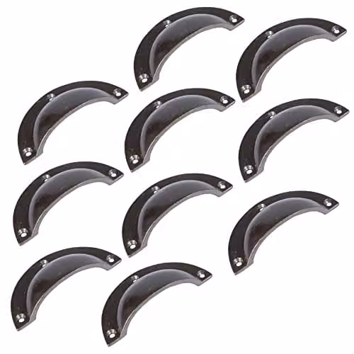 Hammer and Tongs Curved Iron Cabinet Drawer Pull Handles in Raw Grey, Pack of 10, W: 95 mm, H: 46 mm – 1