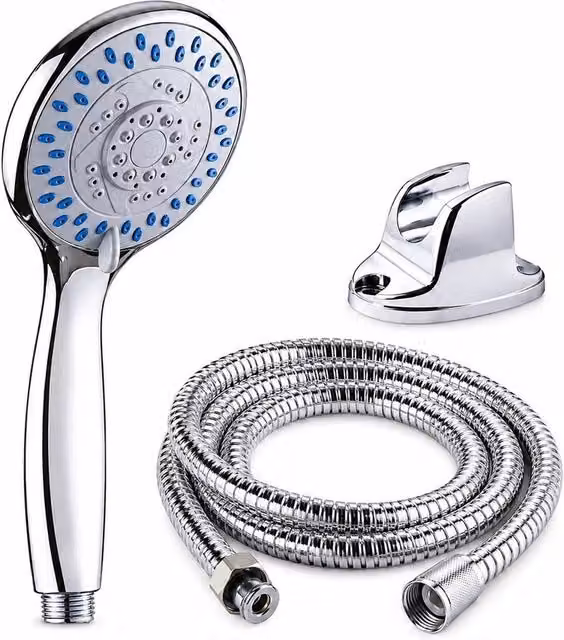 PAWNORA Universal Multi Function Shower Head Set with Handheld Attachment in Silver and Chrome