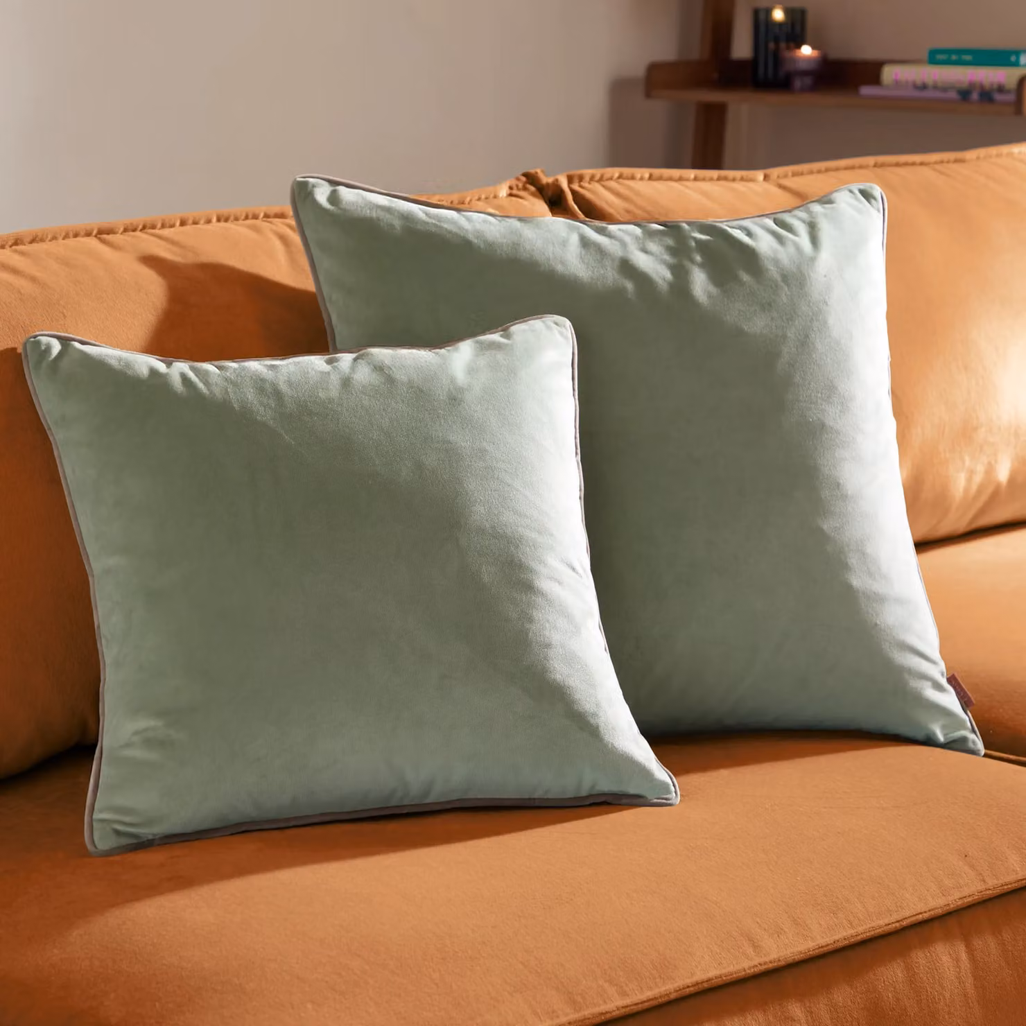 Furn Meridian Velvet Piped Square Cushion in Blue, W/D/H: 55 x 55 x 55 cm – 4