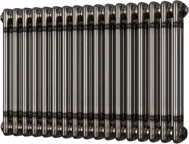 UK Radiators Alpha Raw Metal 2 Column Horizontal Traditional Cast-Iron Style Radiator in Silver, W: 768 mm, H: 500 mm