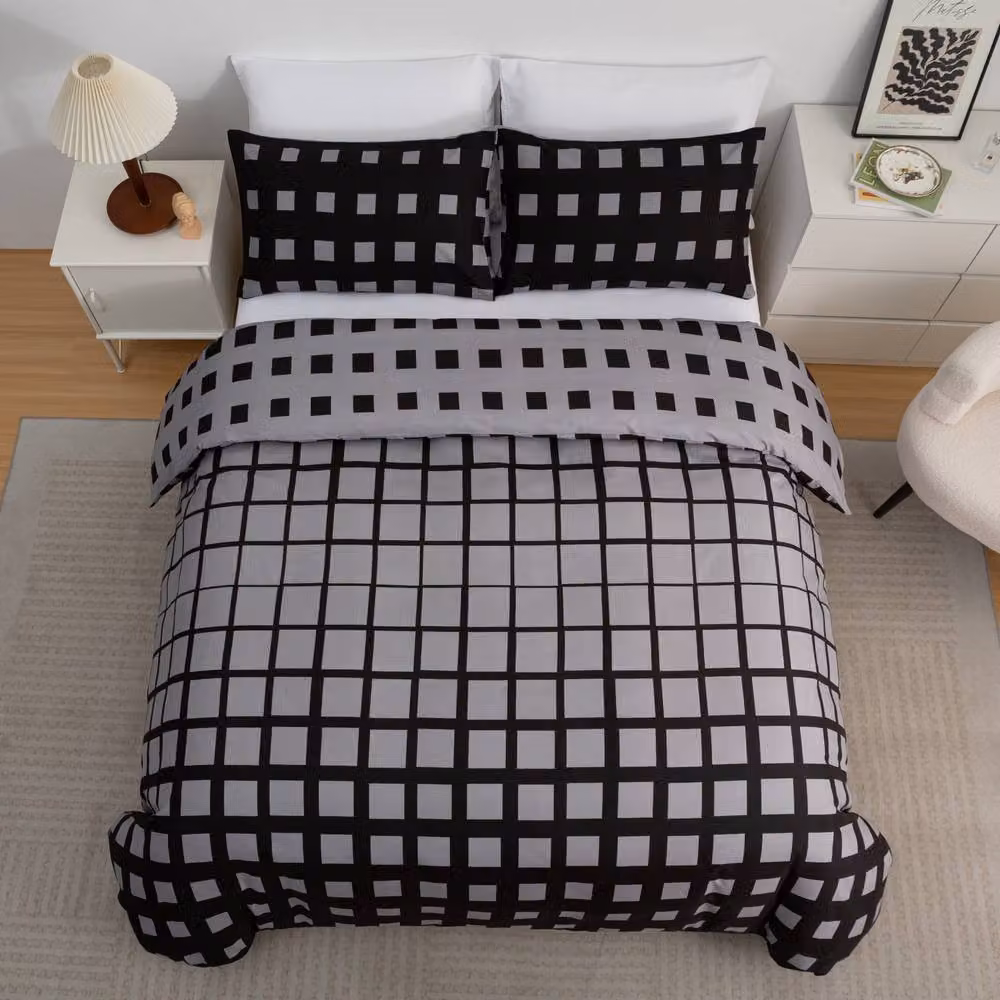 Grace Double Brushed Microfibre Duvet Cover and Pillowcase Set, Grey, W: 180 cm x D: 200 cm – 2