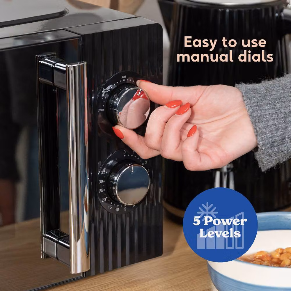 Russell Hobbs Eden 17L Manual Solo Microwave with 5 Power Levels, RHMM725, Black – 6