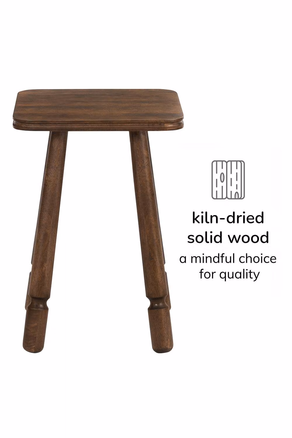 MH London Square Solid Mango Wood Side Table in Dark Brown Olive – 3
