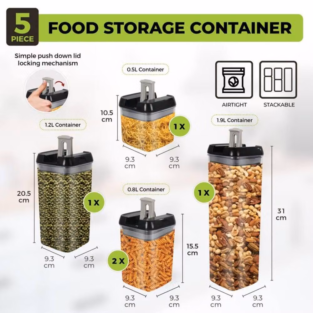Top 3 Lock N Fresh 5 Piece Stackable Airtight and Leakproof Food Storage Containers in Clear Plastic – 2