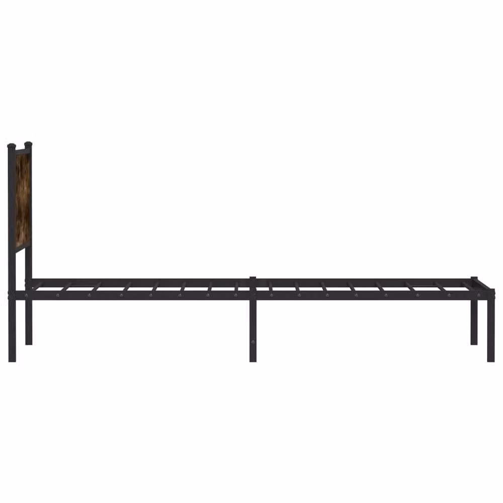Berkfield Home Metal Bed Frame in Smoked Oak Brown, W/D/H: 90 x 200 cm – 2