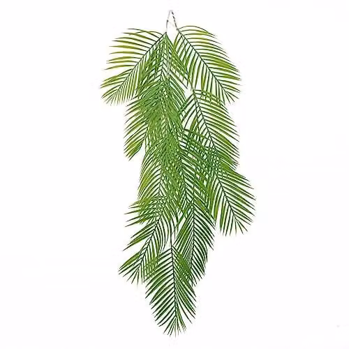 Green Palm Leaf Design Artificial Hanging Plant, Length: 120 cm