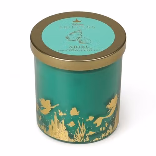 Disney Princess Ariel Inspired Coral Blossom and Sea Salt Scented Candle, Turquoise, 213g