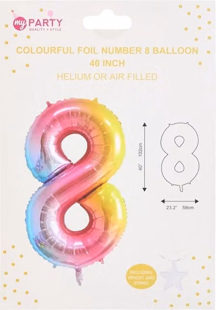 My Party Multicolour Foil Number 8 Birthday Balloon