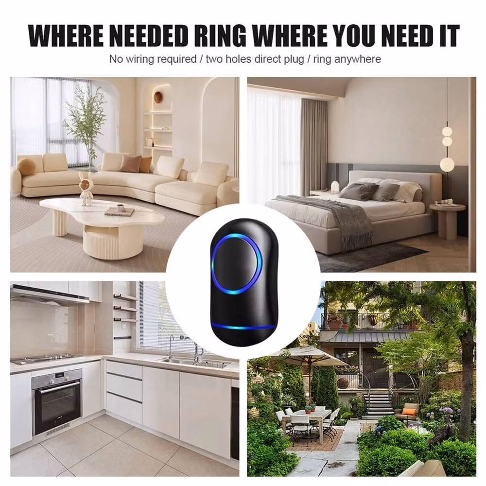 Nordara Wireless Doorbell Set with 1 Doorbell and 1 Receiver, Black, W: 1000 mm x H: 400 mm – 4