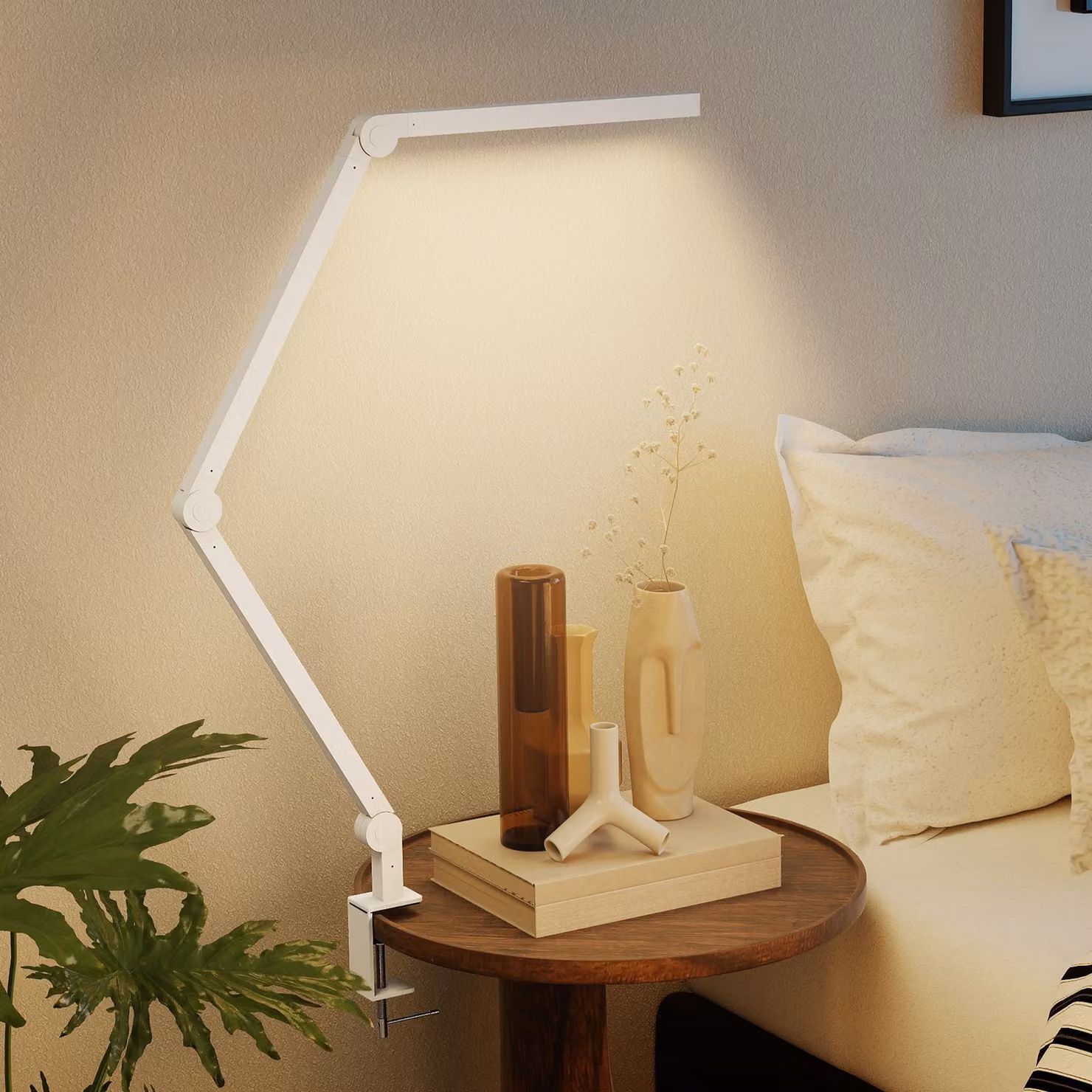 HOMCOM LED Desk Lamp in White, Dimmable and Adjustable Task Light with Clamp and Touch Control – 2