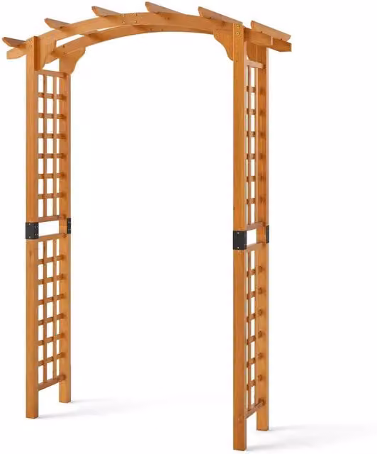 SPETLEK Wooden Garden Arch Trellis Pergola Arbour in Brown for Climbing Plants, W: 60 cm, D: 60 cm, H: 229 cm