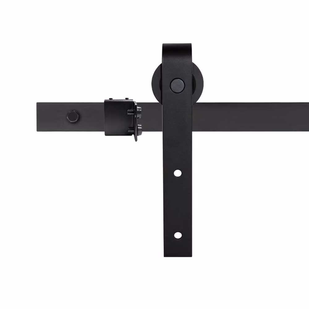 SPETLEK Sliding Barn Door Hardware Kit with Carbon Steel Track and Rollers in Matt Black, W: 200 cm – 4