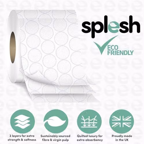 Cusheen Splesh Toilet Roll 24 Rolls, White, 3 Ply Quilted Bathroom Tissue – 2