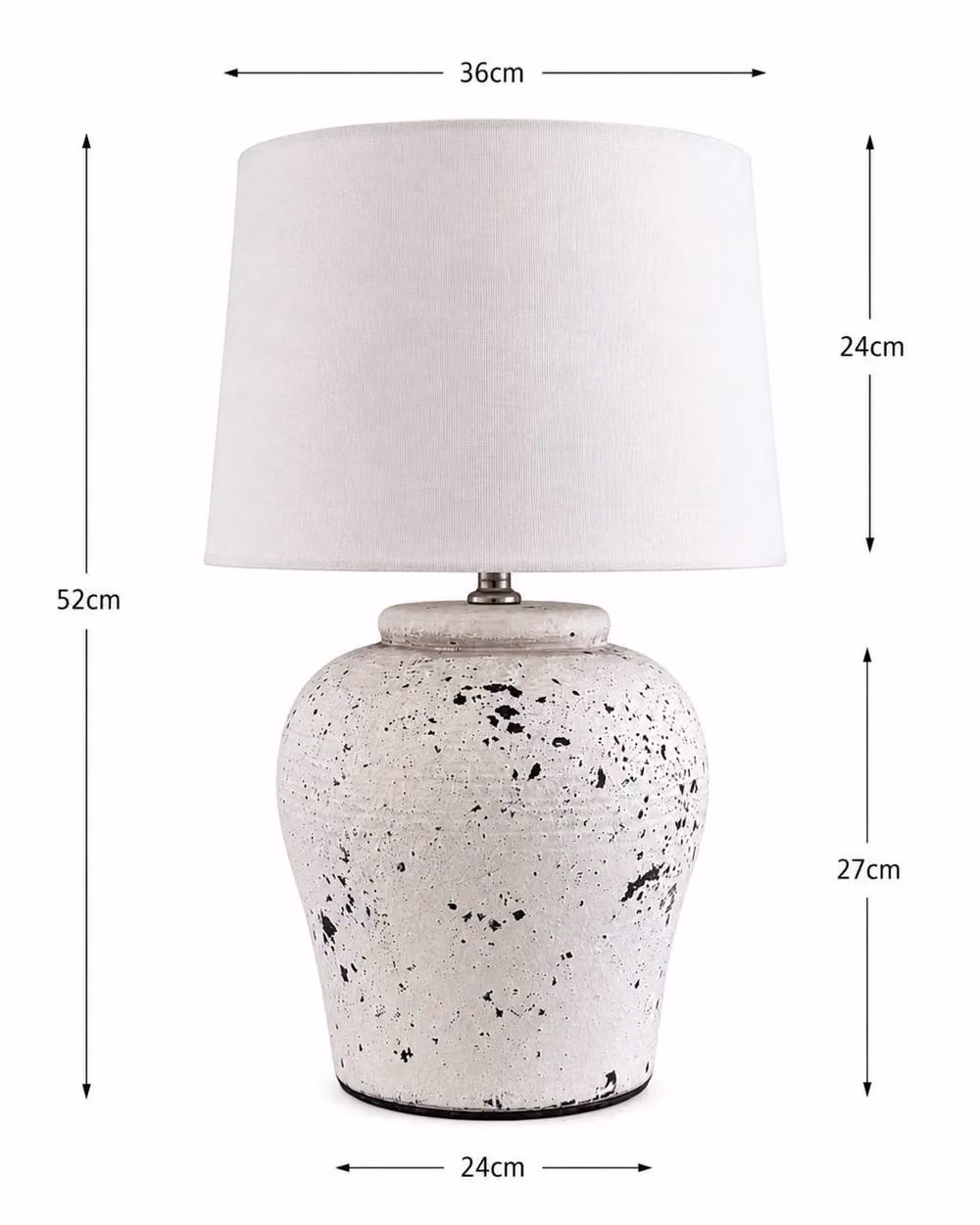 Downton Interiors White and Grey Distressed Ceramic Table Lamp with Fabric Shade H 52 cm x W 36 cm x D 36 cm – 3