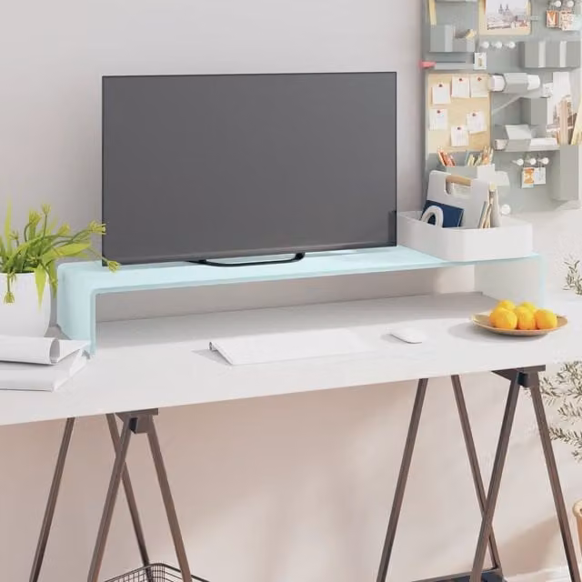 Berkfield Home Green Glass TV Stand and Monitor Riser, W/D/H: 100 x 30 x 13 cm