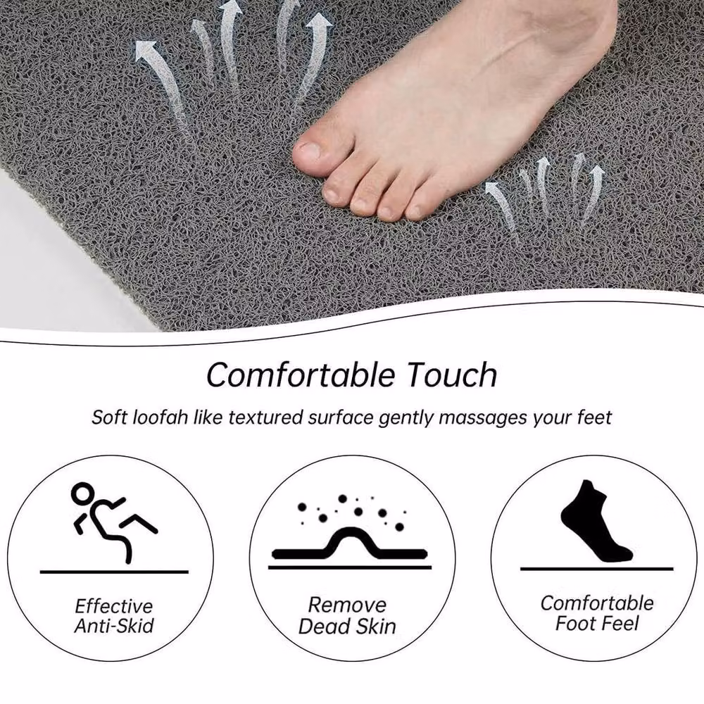 FLAVORA Non-Slip Anti-Mould PVC Bath Mat in Grey, W/D/H: 180 x 40 x 200 cm – 2