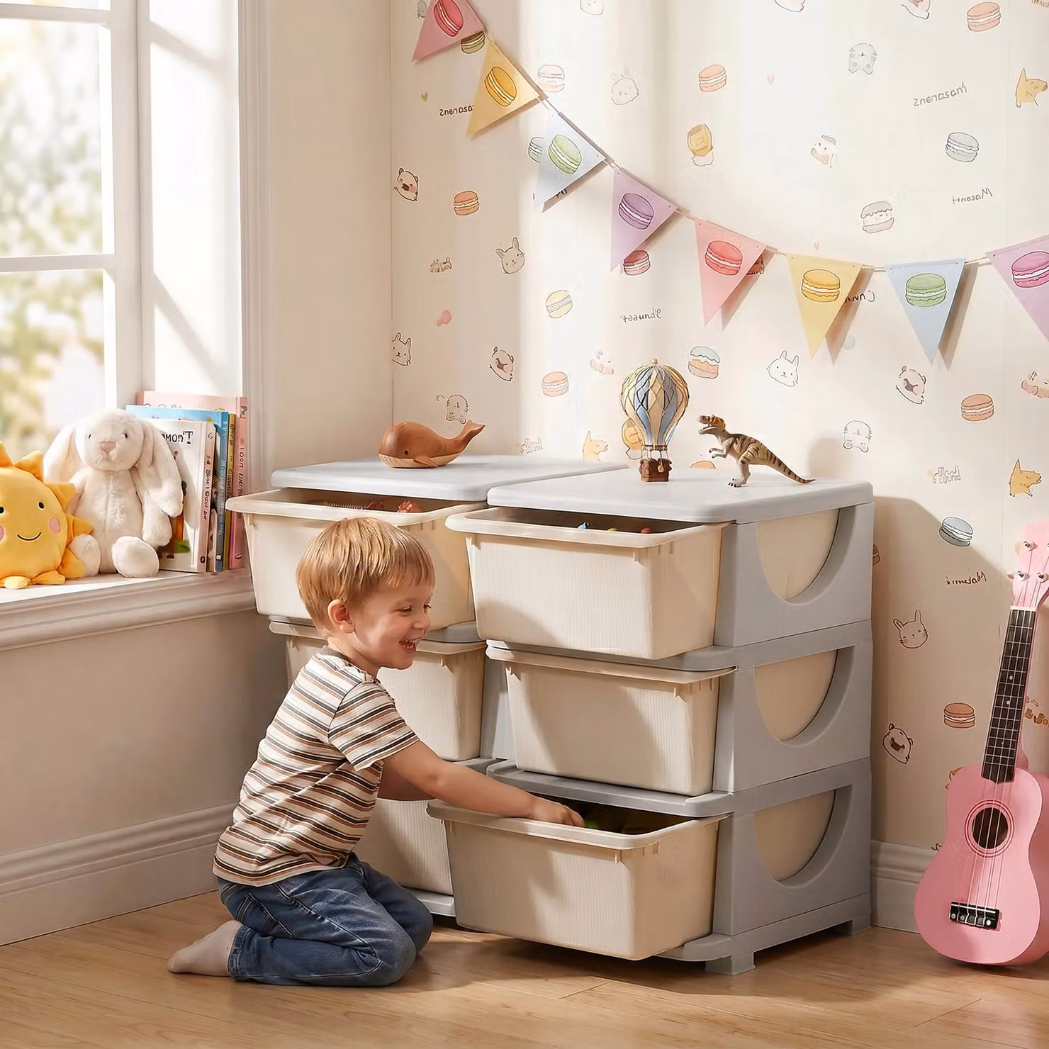 HOMCOM Kids 3 Tier White Plastic Toy Storage Organiser and Vertical Dresser Tower – 2