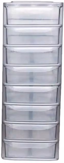 FORGEVIO A4 8 Drawer Unit with Plastic Tabletop in Grey and Silver, Width: 50 cm – 1