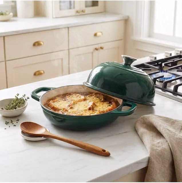 Living and Home Enamelled Cast Iron Loaf Tin with Lid, Green – 1