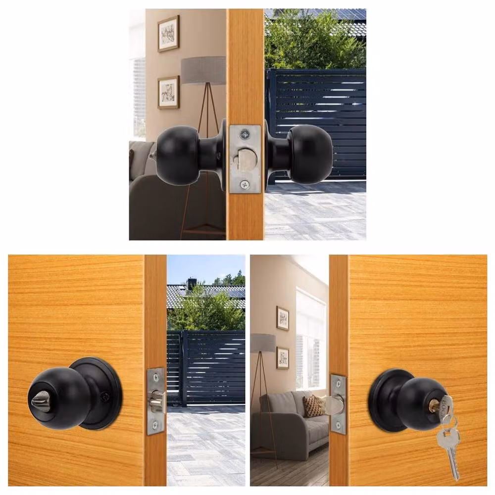 SPETLEK Black Matt Stainless Steel Door Knob Set for Privacy or Passage Doors – 4
