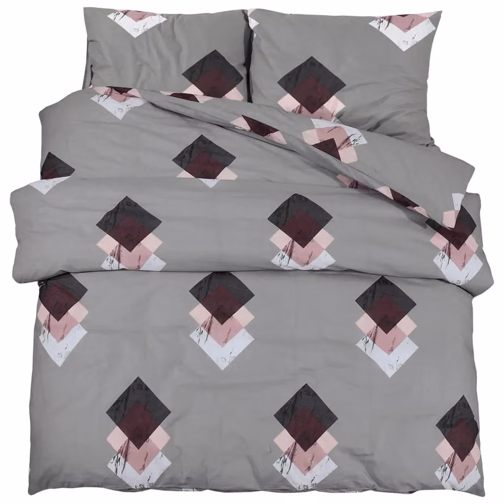 Berkfield Home Grey Cotton Duvet Cover and Pillowcase Set – 2