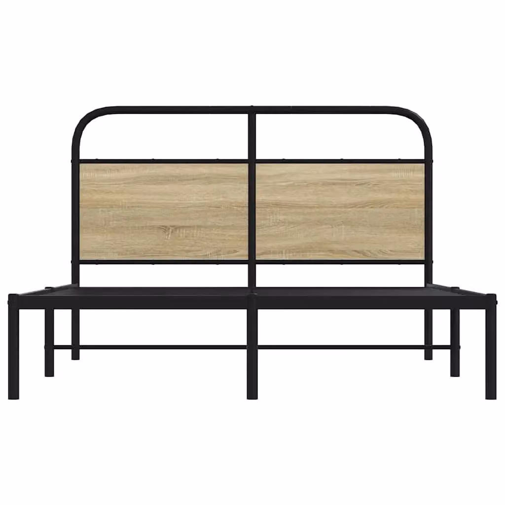 Berkfield Home Sonoma Oak Bed Frame in Brown, W/D/H: 140 x 190 cm – 3