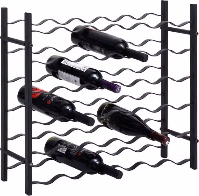 Berkfield Home Industrial Black Iron Wine Rack for 36 Bottles