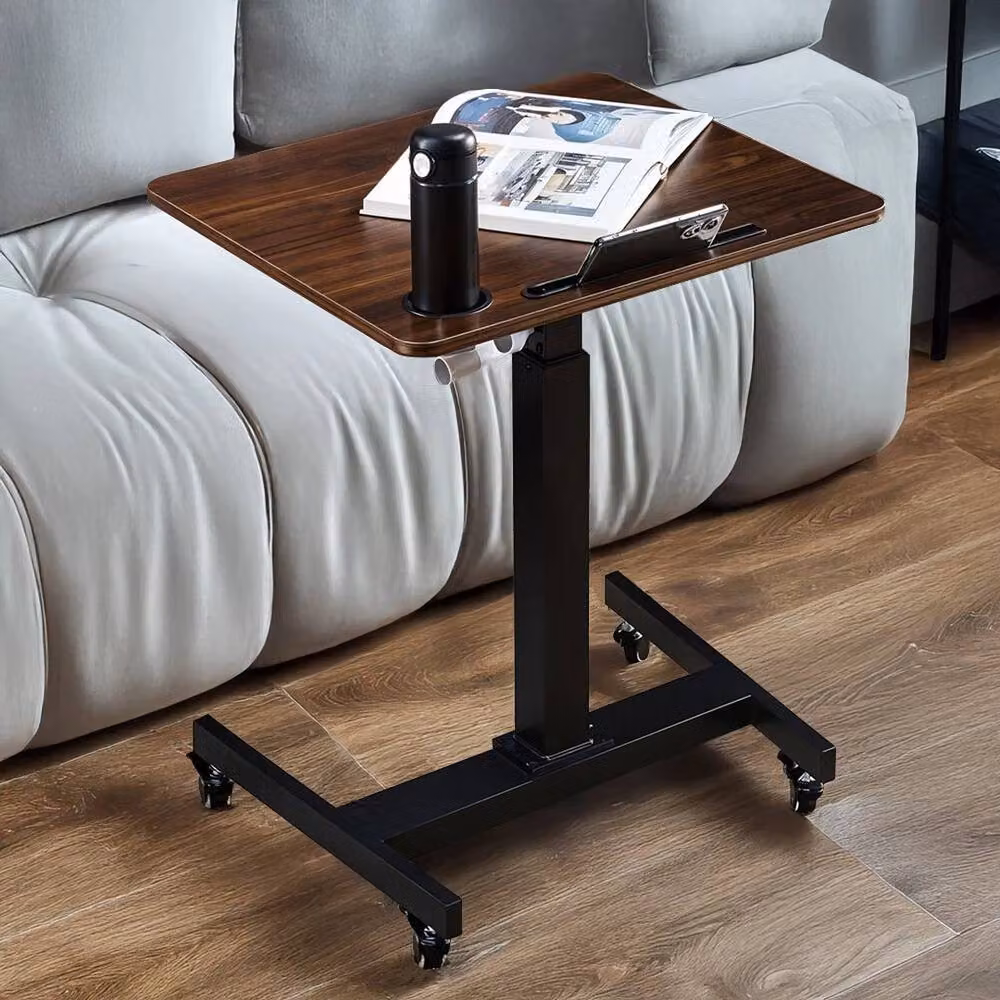 KORVIXA Adjustable Height Over Bed Table Tray in Brown, W/D: 100 x 100 cm – 3