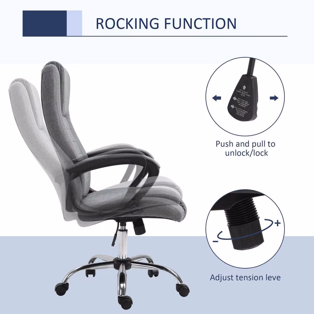 STILVORA Grey Fabric Task Chair with Armrests, 360 Degree Swivel and Adjustable Height – 6