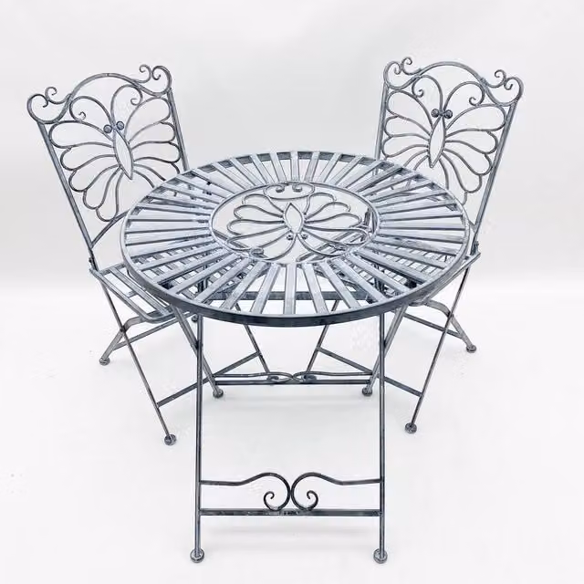 Minster Foldable Bistro Set in Stone Grey