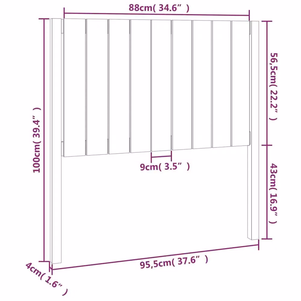 Berkfield Home Black Rustic Solid Pine Wood Bed Headboard W: 95.5 cm, D: 4 cm, H: 100 cm – 3