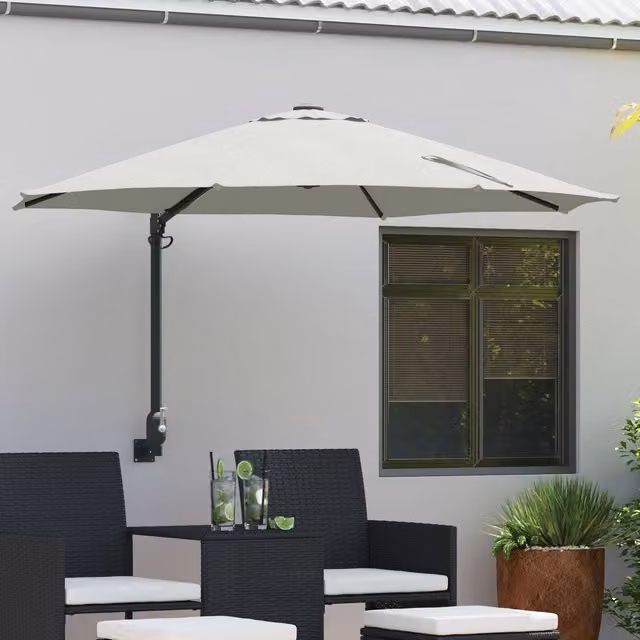 Berkfield Home Large Cantilever Garden Umbrella in Beige Sand with Aluminium Frame and Polyester Canopy, W/D/H: 248 x 248 x 148 cm