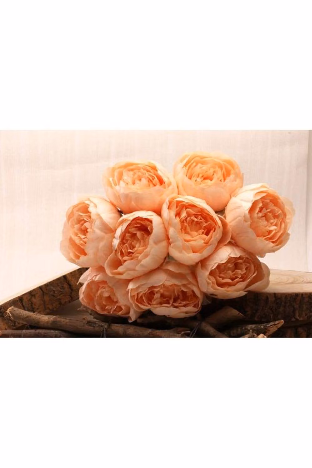 KDMD Peach and Orange Artificial Peony Bunch, 40 cm – 2