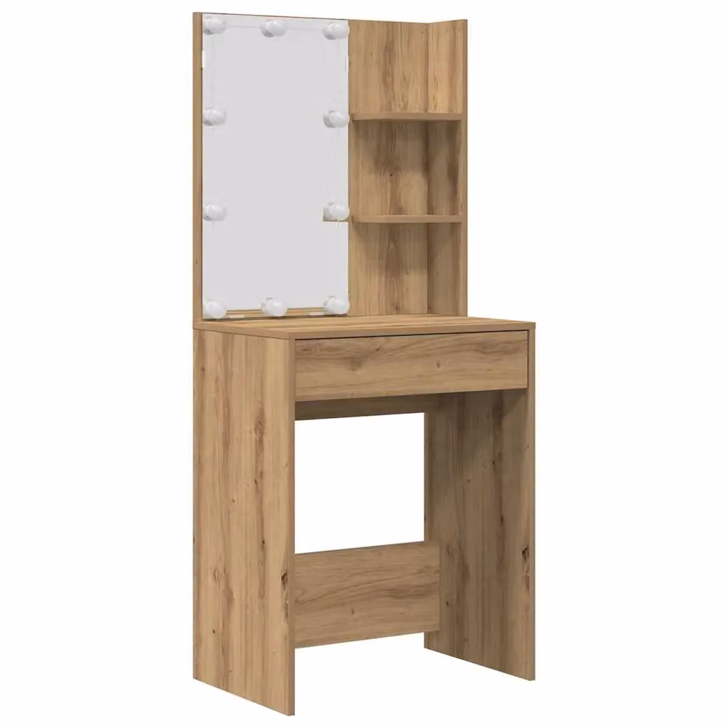 Berkfield Home Hollywood LED Dressing Table Set in Artisan Oak Brown – 4