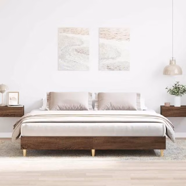 Berkfield Home Bed Frame in Brown Oak, Engineered Wood, 200 x 200 cm